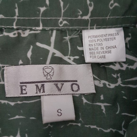 EMVO Men Green/White Print Shirt, S - NEW - Picture 2 of 4